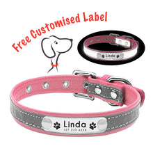 Load image into Gallery viewer, GD™ - Reflective Leather Dog Collar with Costomized Name Tag
