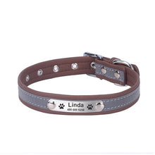 Load image into Gallery viewer, GD™ - Reflective Leather Dog Collar with Costomized Name Tag