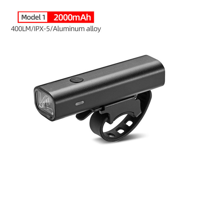 2000mAh Flashlight For Bicycle USB Rechargeable Bike Light Headlamp For MTB Road Cycling Handlebar Front Lamp Lights 400Lumen